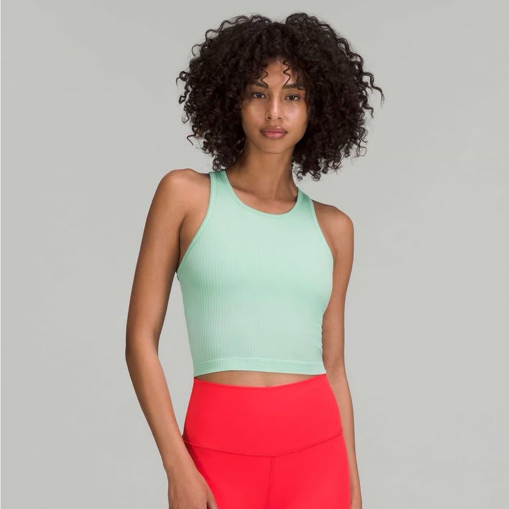 Lululemon Ebb to Street Cropped Racerback Tank Top Mint Green Size 4